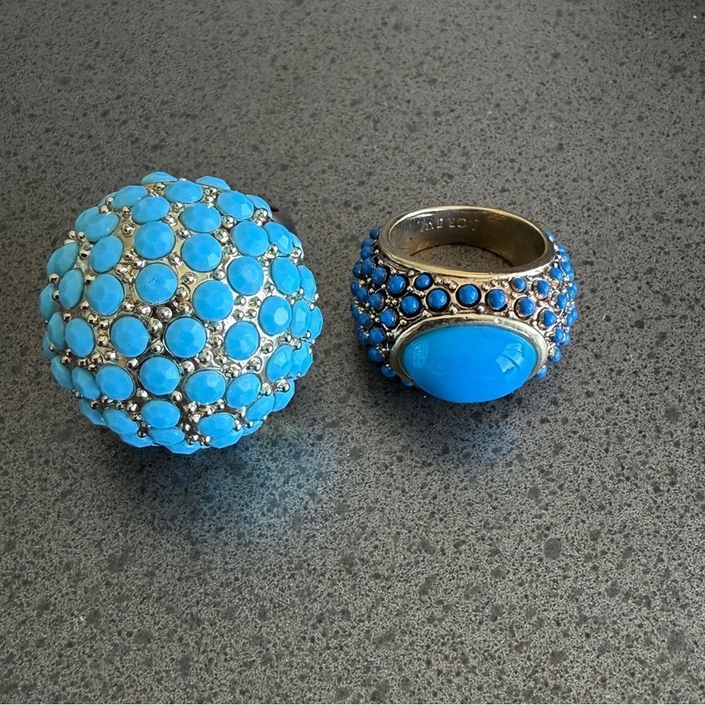 Bold Chunky Turquoise Cabochon Statement Rings - Picture 3 of 9